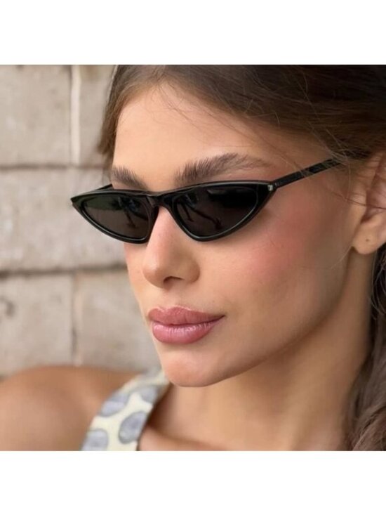 Saint Laurent SL703 001 Sunglasses Black Cat Eye Frame, Black Lenses main image 5